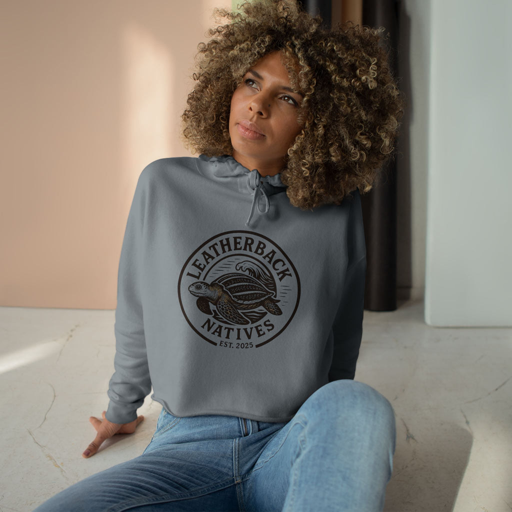 Leatherback Turtle Crop Hoodie — Sea Turtle Graphic Crop Sweatshirt