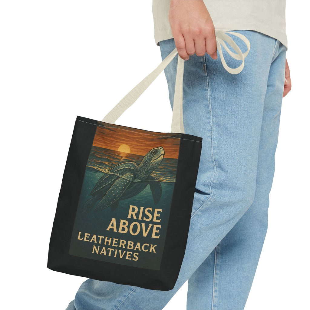 Sea Turtle Tote Bag — "Rise Above" Leatherback Natives Sunset Beach Tote